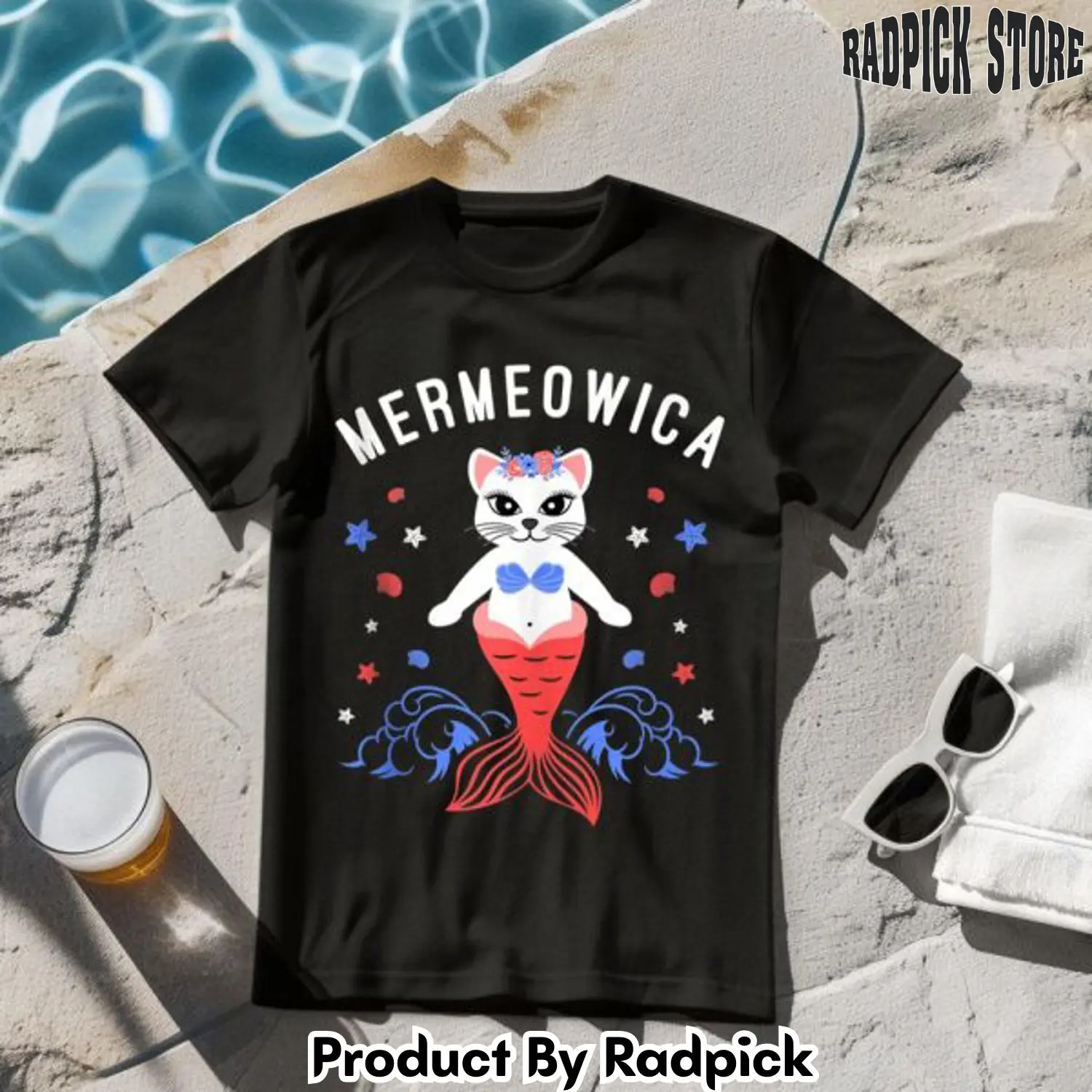 Mermeowica patriotic cat mermaid memorial day tshirt rp2643380